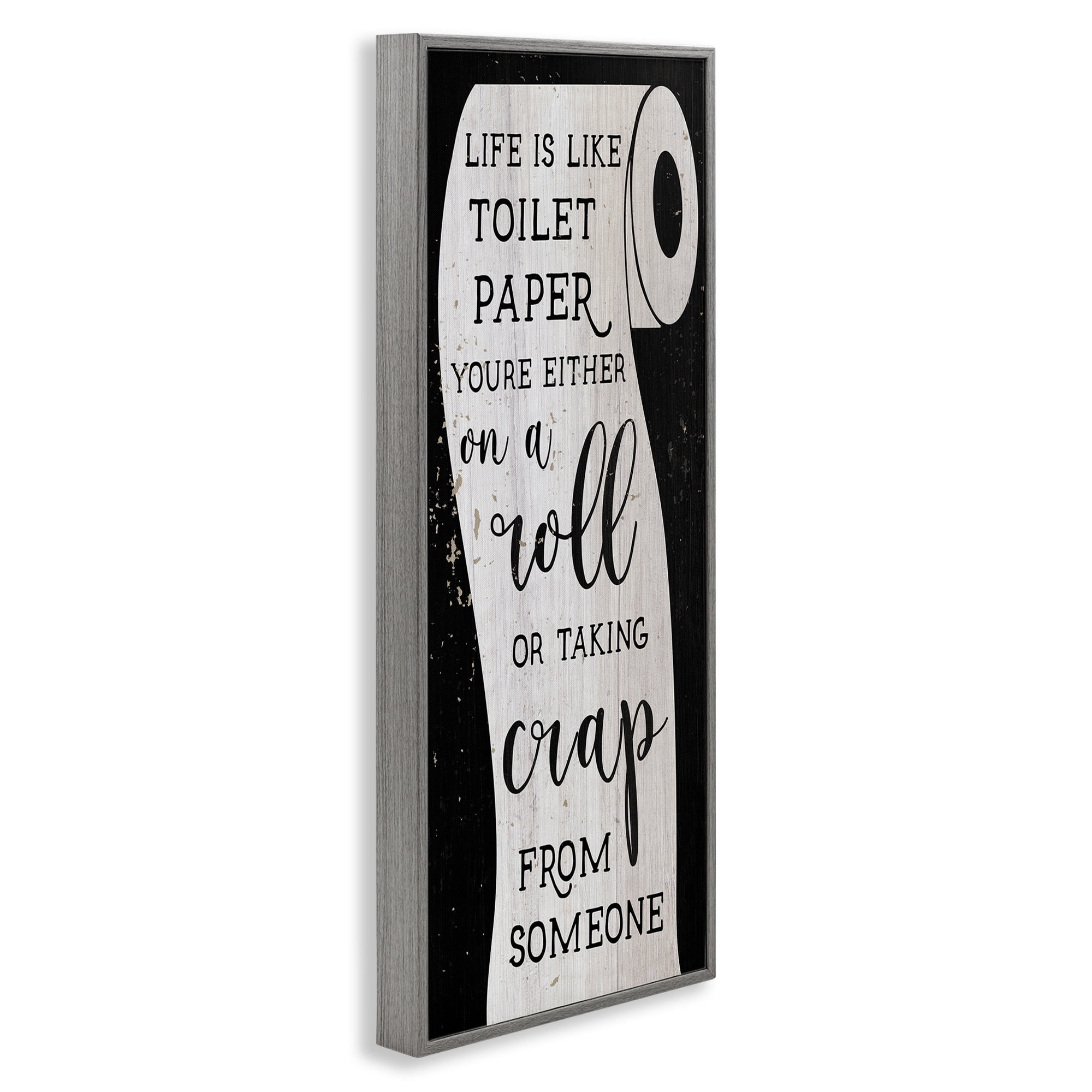 Stupell Industries Like Toilet Paper Funny Bathroom Typography Painting Gray Framed Art Print Wall Art, 10 x 24