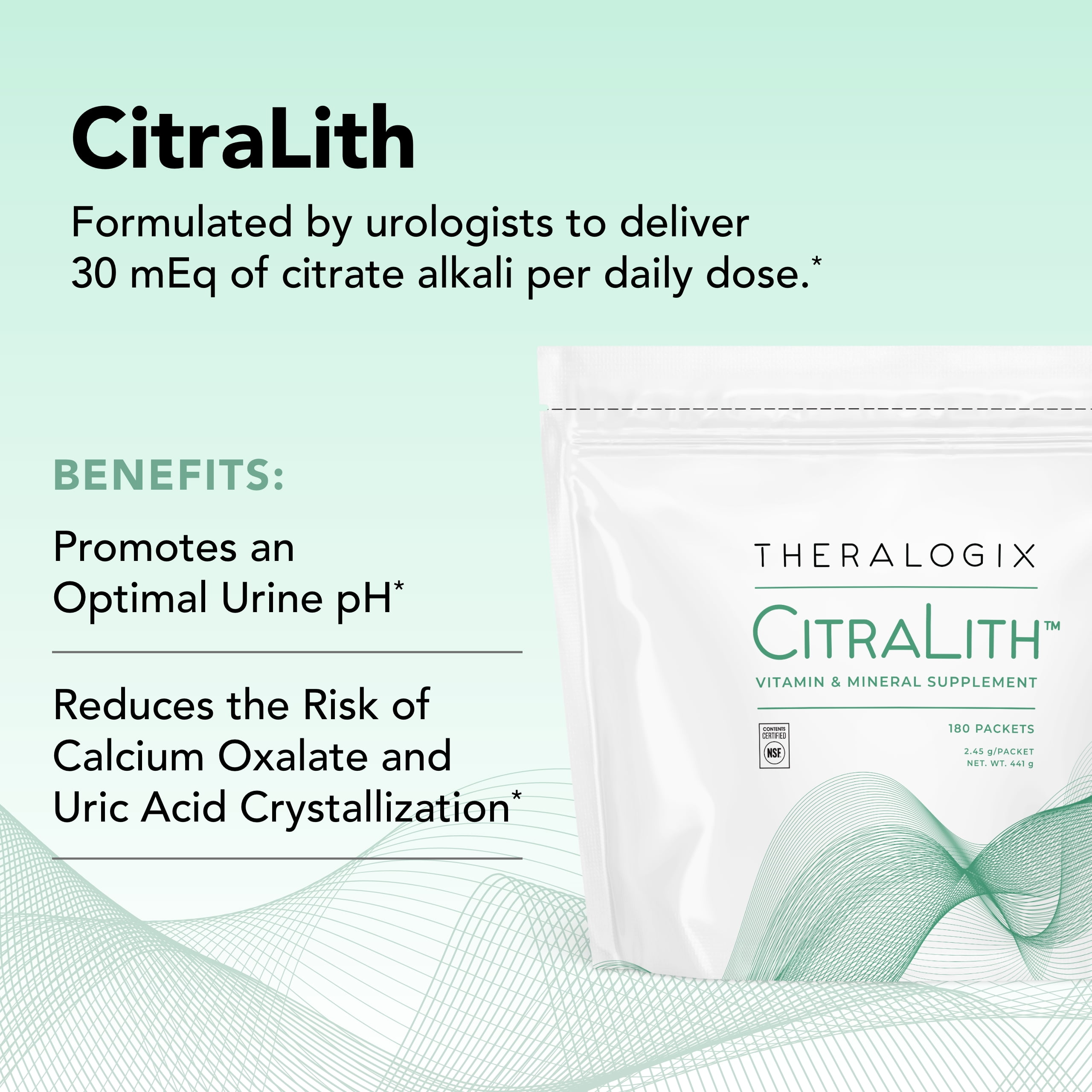 Theralogix CitraLith Vitamin & Mineral Supplement - 90-Day Supply - Kidney Health Support for Healthy Kidney Function - Includes Magnesium, Sodium, Potassium & Vitamin B6 - NSF Certified  180 Packets