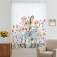 thumbnail image 2 of Easter Bunny Sheer Curtains 63 Inches Long, Eggs Spring Daisy Retro Rabbits Country Plants Light Filering Curtains, Breathable Simi Curtain Privacy Drapes for Living Room Bedroom Window Treatment, 2 of 9