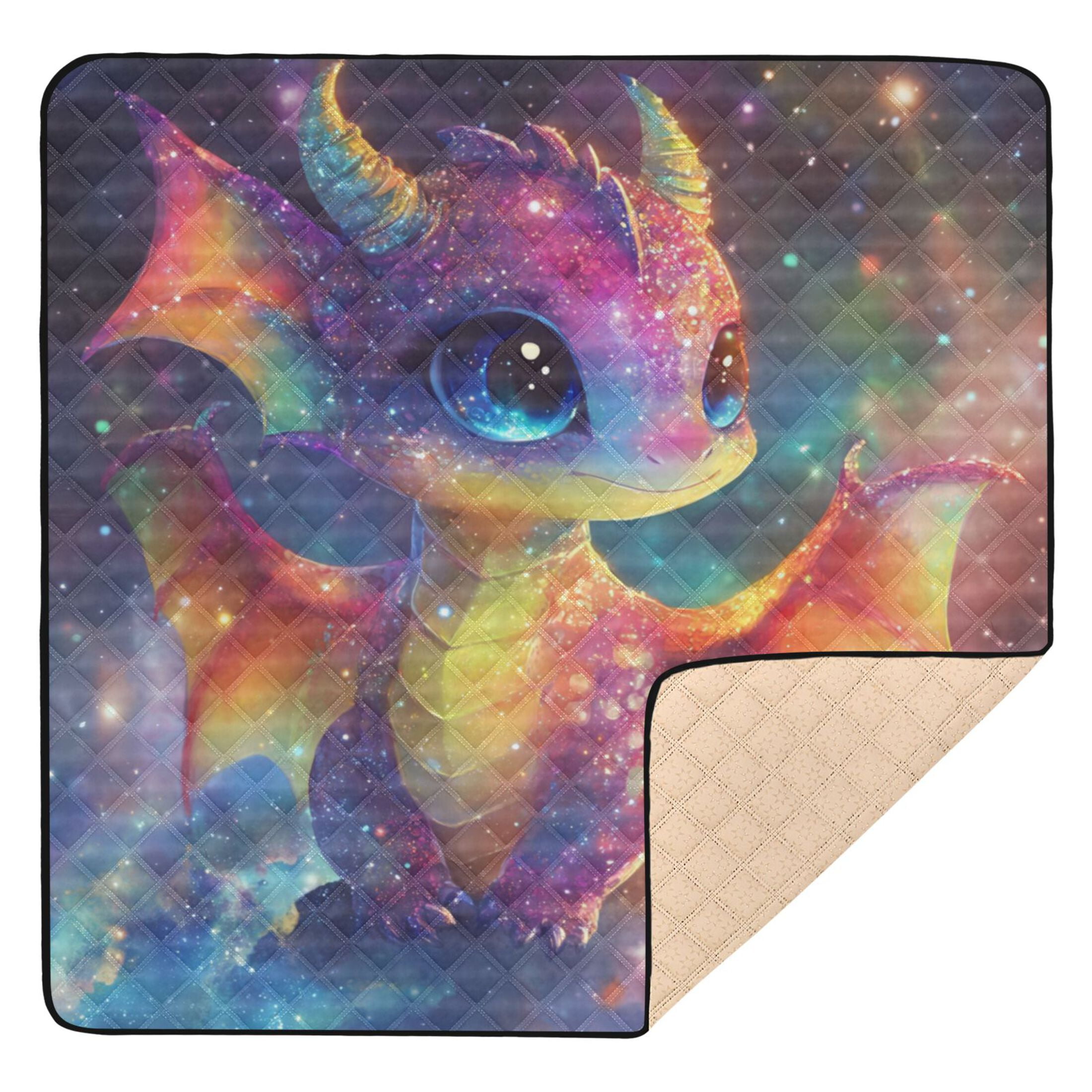 WOBOGO Colorful Dragon Baby Baby Playmats Extra Large Waterproof Rollable Activity Pads for Toddlers 50×50inch