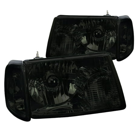 Spec-D Tuning For 2001-2011 Ford Ranger Smoke Crystal Headlights + Corner Lights Turn Signal Lights 2001 2002 2003 2004 2005 2006 2007 2008 2009 2010 2011 (Best Way To Smoke Crystal)