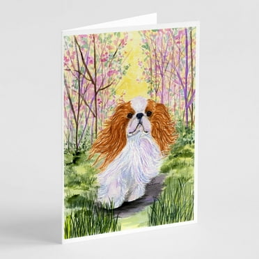 Caroline's Treasures English Toy Spaniel Greeting Cards with Envelopes, 5" x 7" (8 Count)