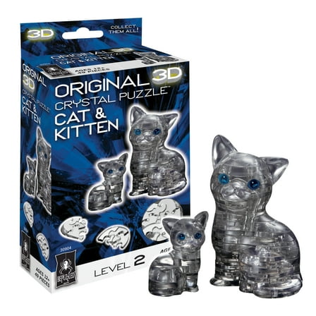 Cat and Kitten Original 3D Crystal Puzzle from BePuzzled, Ages 12 and Up