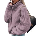 thumbnail image 1 of Powerdelux Women's Turtleneck Sweater Oversized Long Batwing Sleeve Chunky Knit Pullover Tops, 1 of 4