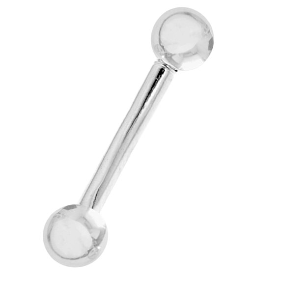 Ritastephens 14k Solid White Gold Barbell Women Eyebrow Ring Body Jewelry 16 Gauge