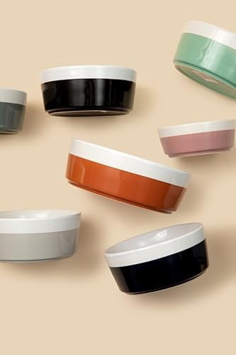 Dipper Ceramic Dog Bowl for Small and Large Breeds - Heavyweight and Durable Pet Food and Water Dish Crock, Dishwasher Safe, Modern (Small, Buttercream)