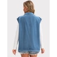 thumbnail image 4 of DARING DIVA Women's Button Down Oversized Sleeveless Utility Jean Jacket 2XL Blue, 4 of 7
