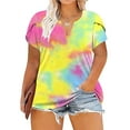 thumbnail image 2 of Womens Plus Size Tops Summer Petal Sleeve T Shirts Casual V Neck Fashion Print Tees Shirts Going Out Tops Blouses XL-5XL, 2 of 5