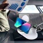 LSLJS Multifunctional 4-in-1 Wireless Charger Foldable Wireless Charging for IOS Mobile Phone Watch Headset 15W Wireless Fast Charging with LED, Wireless Charging