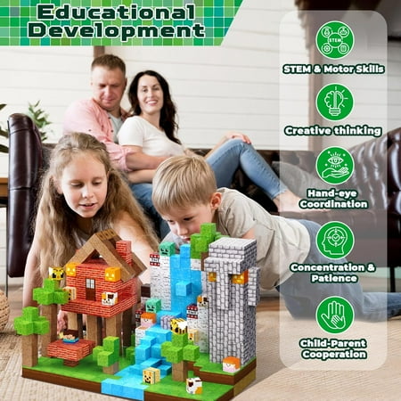 Annexfun 150PCS Magnetic Blocks - Magnetic Building Blocks, Magnet Cubes Toys Stacking, Build Forest World Set, STEM Montessori Sensory Toys for Kids Boys Girls Ages 3-5 6-8 Easter Birthday Gifts