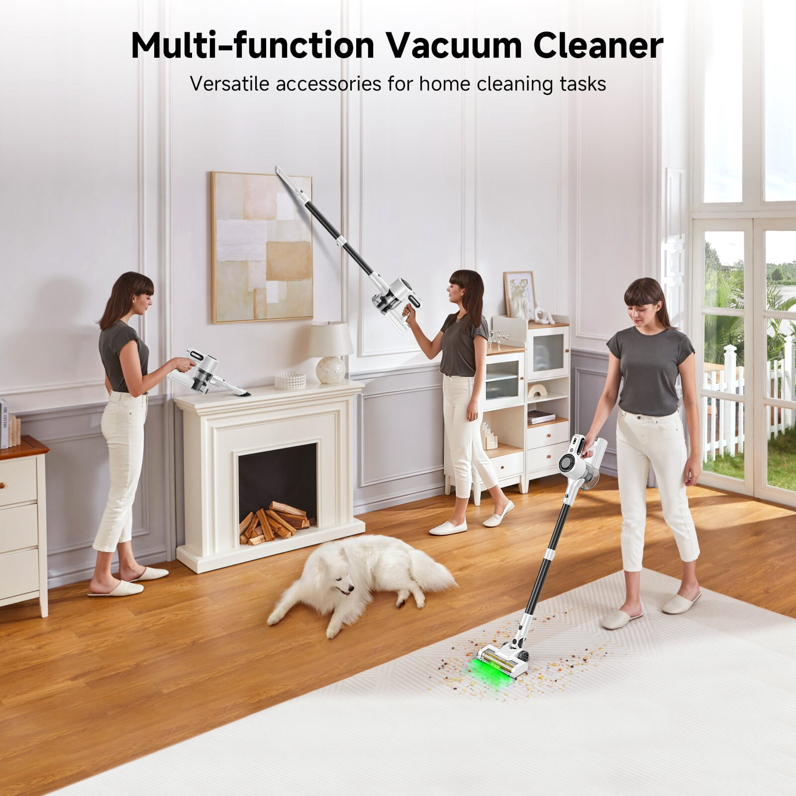 Yoomi Cordless Vacuum Cleaner, 8 in 1 Lightweight Handheld&Stick Vacuum for Home Hard Floor Carpet Pet Hair