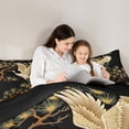 thumbnail image 4 of Homewish Red Crowned Cranes Twin Comforter Sets,Oriental Ink Painting Bedding Set,Black Gold,Black Reversible,2pcs,1 Comforter and 1 Pillowcase, 4 of 7
