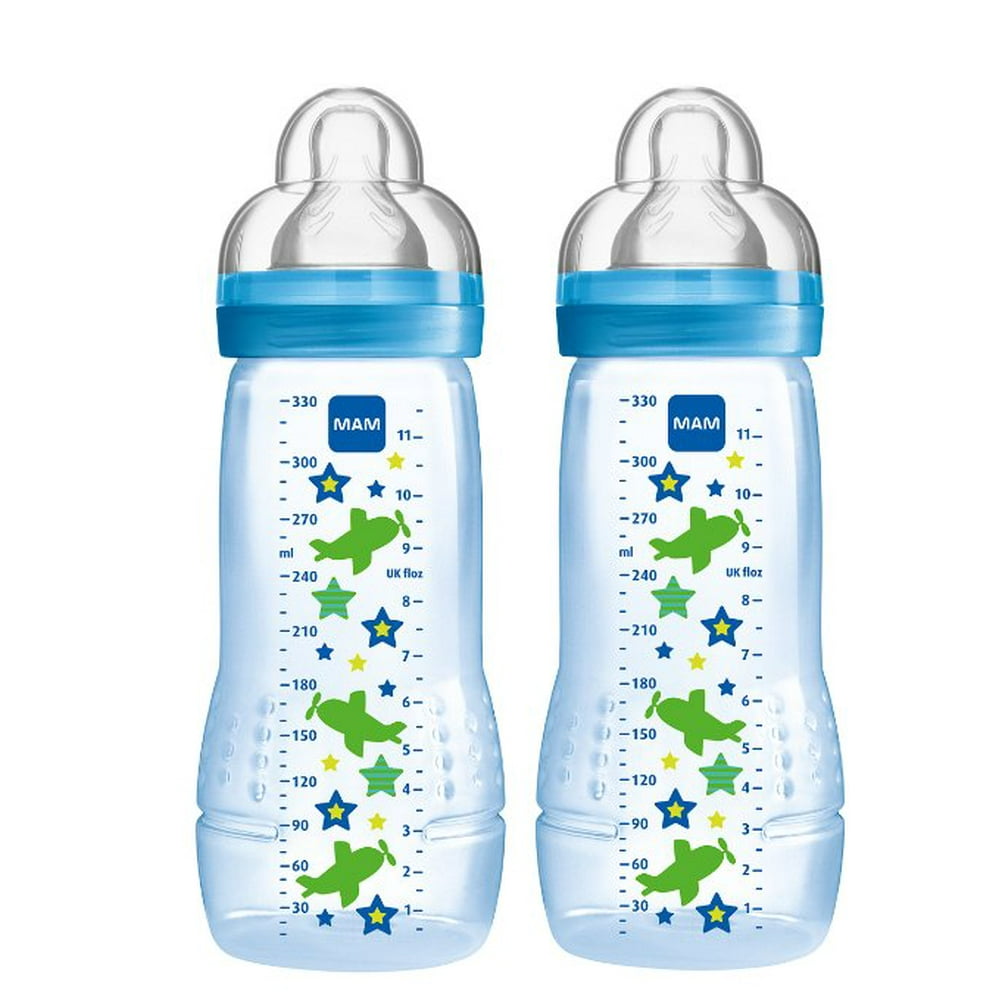 MAM Baby Bottle, Boy, 11 Ounces, 2Count