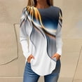 thumbnail image 2 of Jewelreauty Womens Round Neck Long Sleeve Shirts Casual Print Pullover Loose Tops Plus Size Tunic T-Shirts (XL, White), 2 of 6