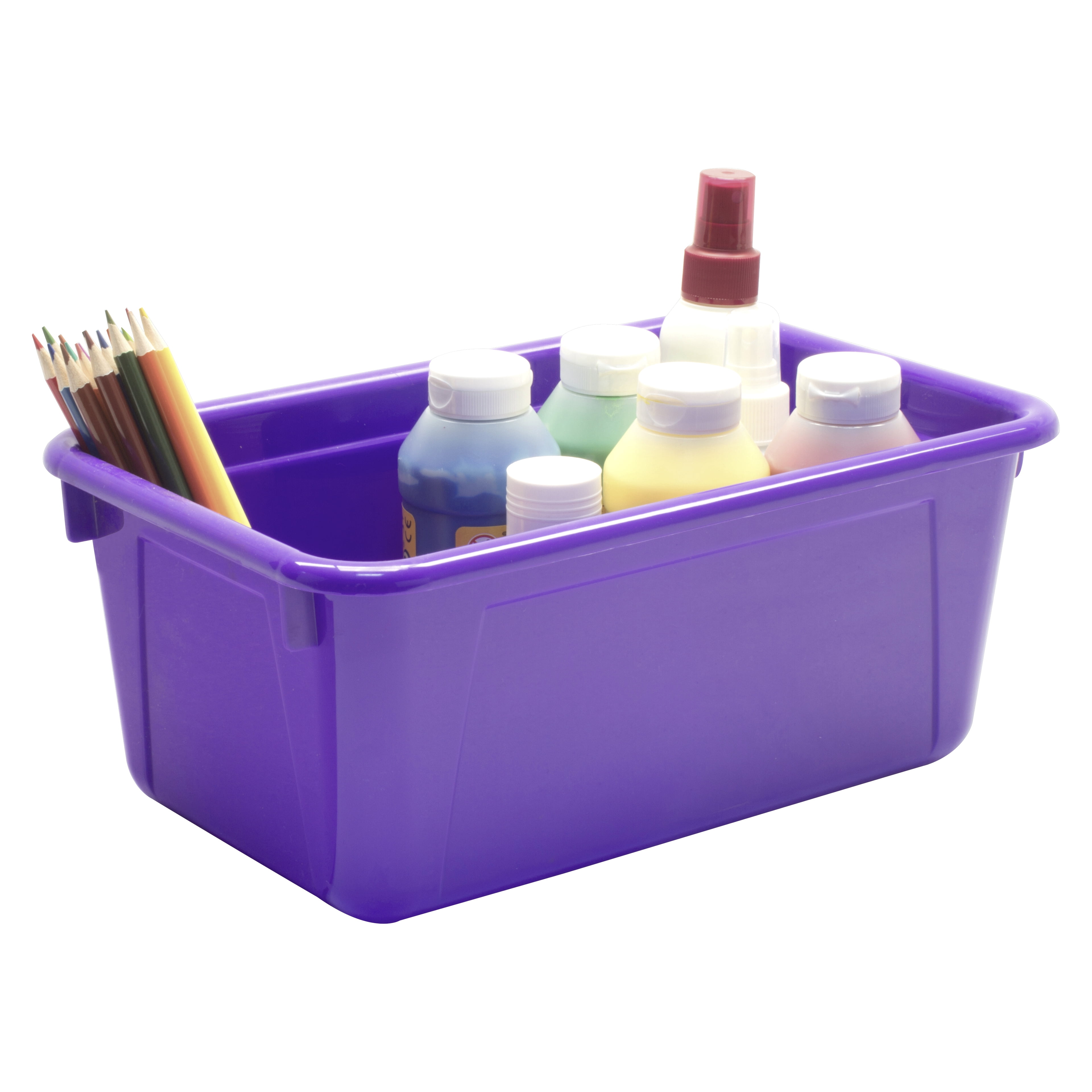 Storex Plastic Cubby Bin, Kids' Craft and Supply Storage, Purple, 5-Pack