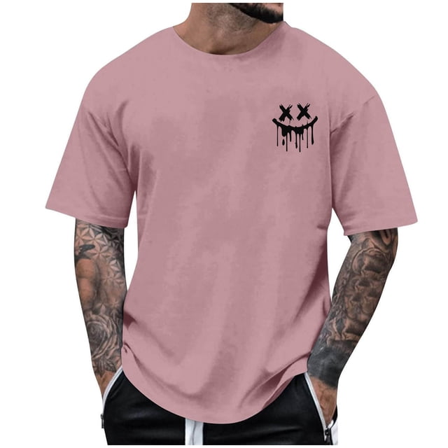 T-Shirts à Col Rond pour Hommes Séchage Rapide Imprimé Polyester, Coupe 3D Col Rond Haut Athlétique pour Gym, Course, Cyclisme & Décontracté
