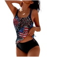 thumbnail image 3 of 250 Anniversary USA Womens Tankini Swimsuits Colorful America Flag Printed Swimwear Two Piece Tummy Control Bathing Suit Beach Blouson Top with Shorts Modest Bathing Suit 2026 Dark Blue XL, 3 of 6