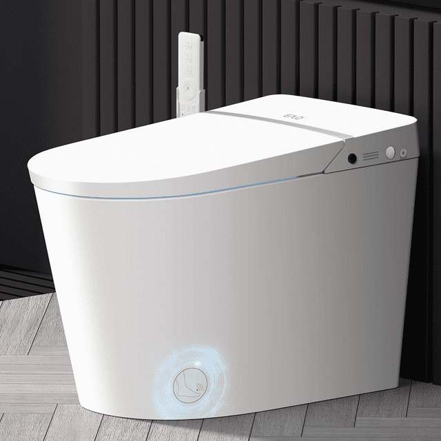 EPLO Smart Toilet Bidet Built in Tank,with Low Noise Flushing System,Auto Open/Close Lid, Auto Flush/DualFlush, Blackout Flush,Foot Sensor Operation