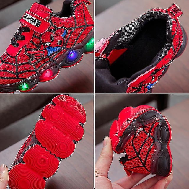 Zapatos deportivos para niños Spiderman Zapatillas de deporte iluminadas Niños Led Zapatos luminosos para Boysblack28
