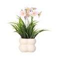 thumbnail image 2 of Flores artificiales con jarrón de cerámica para decoración del hogar, arreglo floral artificial para salón, escritorio, entrada, sin mantenimiento, 2 of 5