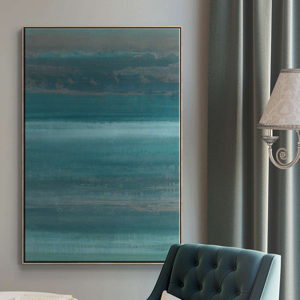 Stars & Shores I Framed Premium Gallery Wrapped Canvas - Ready to Hang - 25 x 37 - Natural Wood Floating Frame