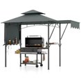 thumbnail image 2 of Topcobe 13 x 5 Feet Grill Patio Canopy with Dual Side Awnings and 2 Shelves Adjustable Shadow, Outdoor Patio Tent for Garden Backyard Pool Deck-Gray, 2 of 11