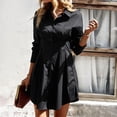 thumbnail image 4 of Vestido corto de línea A para mujer vestido camisero corto con cuello vuelto vestido informal de verano, 4 of 7