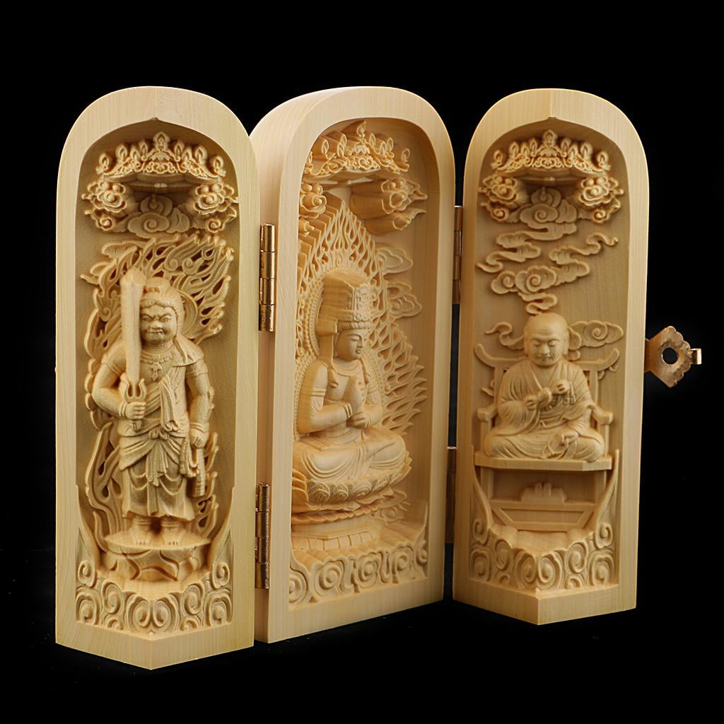 Collect China boxwood Hand carved Buddhism Guanyin Kwan-yin goddess statue 
