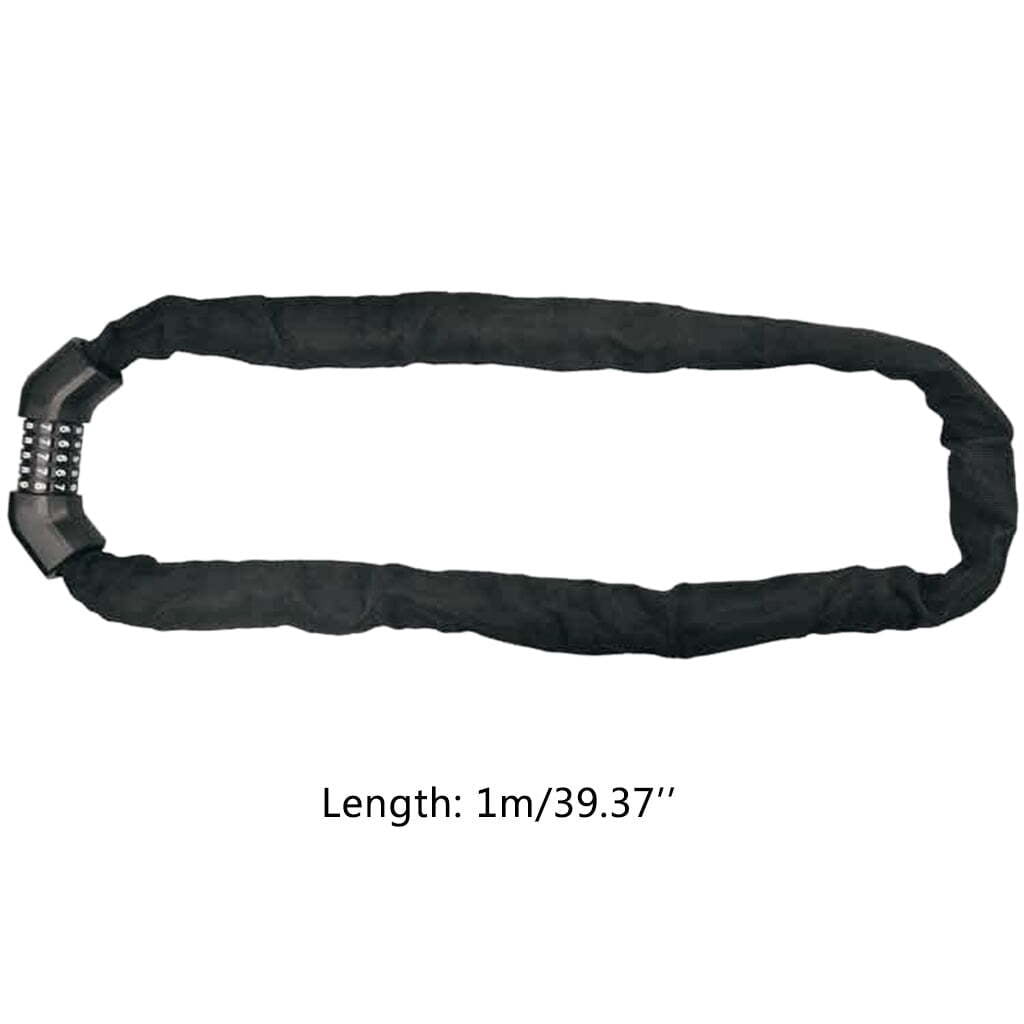 Fabric-Covered Anti-Scratch Combination Chain Lock | High-Strength Anti-Cut Chain Lock | Keyless Chain Lock for Mountain Bikes and E-Bikes