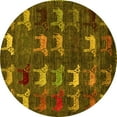 thumbnail image 1 of Ahgly Company Indoor Round Abstract Yellow Modern Area Rugs, 7' Round, 1 of 4