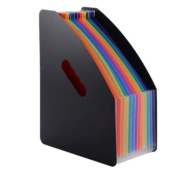 Carpeta de archivos A4 con 13 compartimentos, revistero vertical, organizador de papel expandible para oficina (negro)