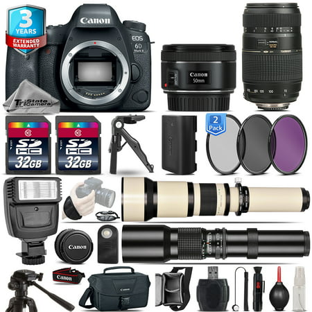 Canon EOS 6D Mark II Camera + 50mm 1.8 STM + 70-300mm + 3yr Warranty - 64GB
