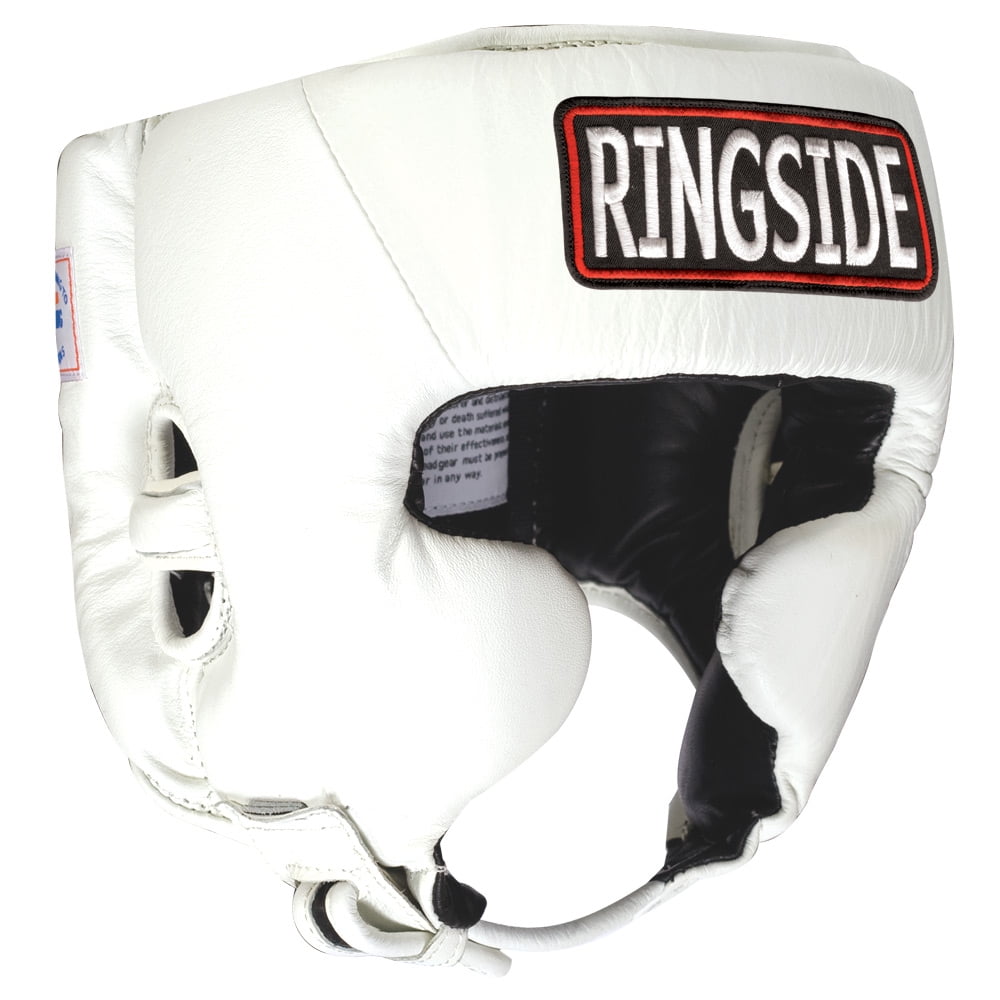 (Large, White) - Ringside Competition Boxing Muay Thai MMA Sparring Head Protection Headgear with Cheeks Ringside Competition Boxing Headgear, White, Large -