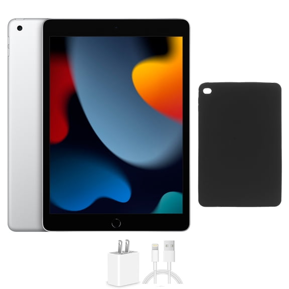 Restored Apple iPad 9 10.2 256GB Silver Wi-Fi Bundle, Includes Protective Case and Charger