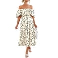 thumbnail image 1 of Vestido PRETTYGARDEN de cuello cuadrado con mangas abullonadas y fruncido, talla S, 1 of 8