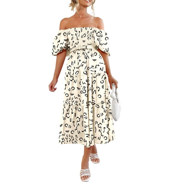 Vestido PRETTYGARDEN de cuello cuadrado con mangas abullonadas y fruncido, talla S
