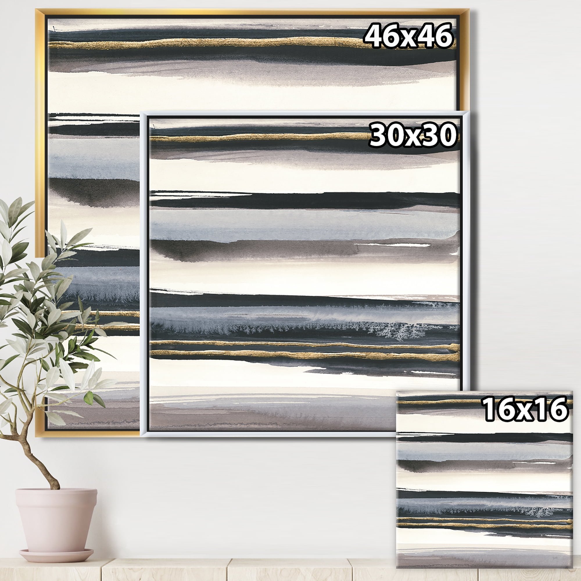 Designart ' Gold Watercolor Amethyst I ' Modern & Contemporary Framed Canvas