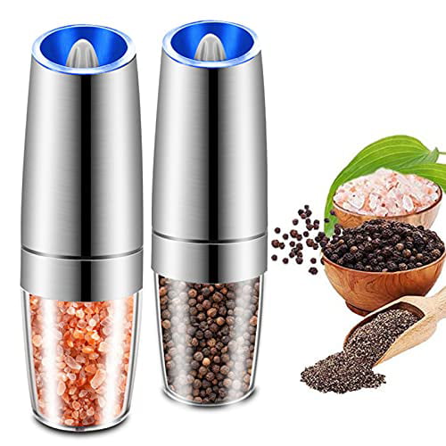 Automatic Gravity Electric Salt and Pepper mill Grinder LED Battery-Operated 
