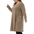 thumbnail image 2 of DARING DIVA Plus Size Long Sleeve Fall Fashion Tunic Dress 1X Brown, 2 of 6