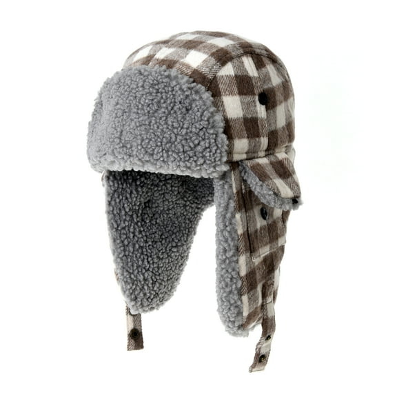 WITHMOONS Plaid Winter Trapper Skiing Trooper Hat Ear Flap Cap YZT0093 (Brown)