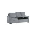 thumbnail image 3 of Lilola Home 70"W Gray Corduroy Sofa with Pull-Out Chaise, Underseat Storage, Side Pocket, 3 of 10