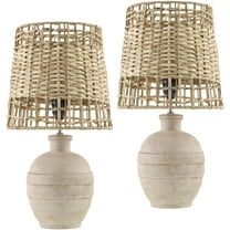 Livabliss Nightbloom Traditional Accent Table Lamp, 19-inch, Gray with Brown Shade (Set of 2)