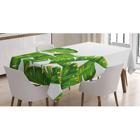 

Botany Tablecloth Vibrant Tropical Climate Large Leaves Habitat Summer Desert Foliage Image Dining Room Kitchen Rectangular Table Cover 52 X 70 Green Yellow