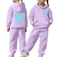 thumbnail image 2 of Girls Sweatsuits Casual Print Hoodie and Pants Fashionable Two Piece Outfit for Kids Comfortable Daily Wear Toddler Athleisure, 2 of 7