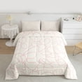 thumbnail image 2 of jejeloiu Modern Geometric Stripe Full Size Comforter Sets,Pink Beige Bedding Sets For Girls Kids Reversible 3-Piece, 2 of 8