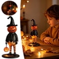 thumbnail image 6 of Halloween Pumpkin Head Figurine, Lighted Handheld Pumpkin Lantern Vintage Statue, Light Up Tabletop Pumpkin Decor for Fall Autumn Home Shelf Mantel Ornament, 6 of 16