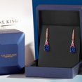 thumbnail image 5 of Gem Stone King 18K Rose Gold Plated Silver Blue Created Sapphire and Pink Moissanite Dangle Earrings for Women with Lab Grown Diamond (5.09 Cttw, Oval 9X7MM), 5 of 6