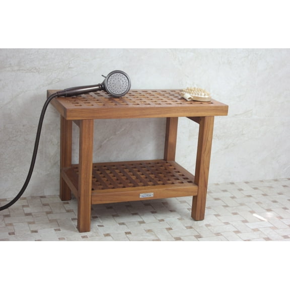 The Original 24" Grate™ Teak Shower Bench with Shelf