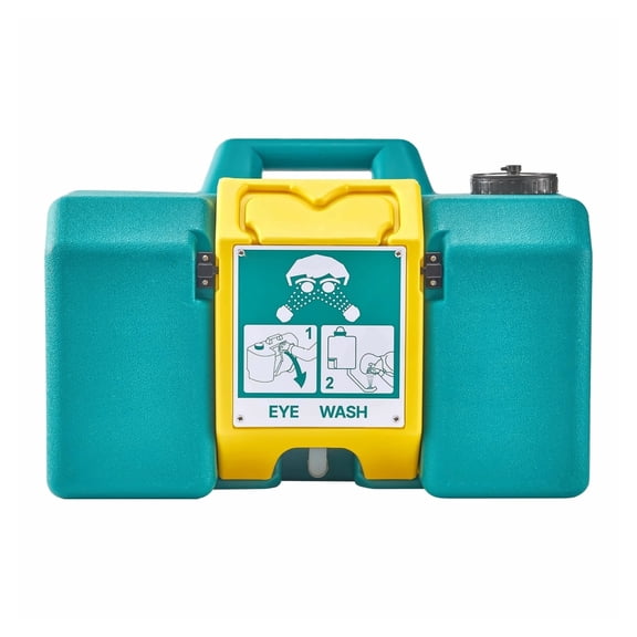 Portable Eye Wash Station 8 Gal, OSHA-Approved Eyewash Station Wall-Mounted/On Flat Surface, Emergency Eye Wash Unit with 2 Sprays, First Aid Eyewash Units for Schools, Labs, Factories, Green