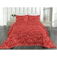 thumbnail image 2 of Ambesonne Floral Design Quilted Bedspread Set 3 Pcs, Dreamy Rose Scene Art, Twin, Dark Coral White, 2 of 4
